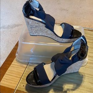 Adrienne Vittadini Black Open-Toed Wedge